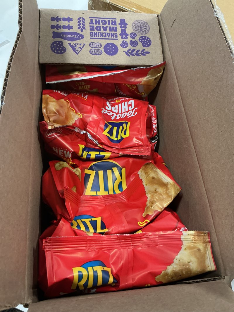 Condition photo showing New/Like New for (Best by 13/DEC/2025) RITZ Toasted Chips Variety Pack, Cheddar, Sour Cream and Onion, and Original Crackers, Holiday Party Snacks, Bulk Snacks, Christmas Crackers, 4 Bags