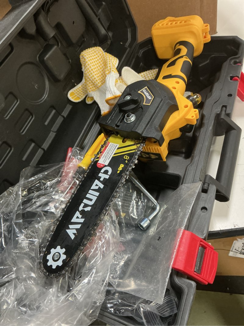 Condition photo showing As Is for mini chainsaw 8 inch for dewalt 20v max battery, brushless cordless pruning chainsaw, battery powered mini chain saw for wood cutting, tree trimming (only tool)