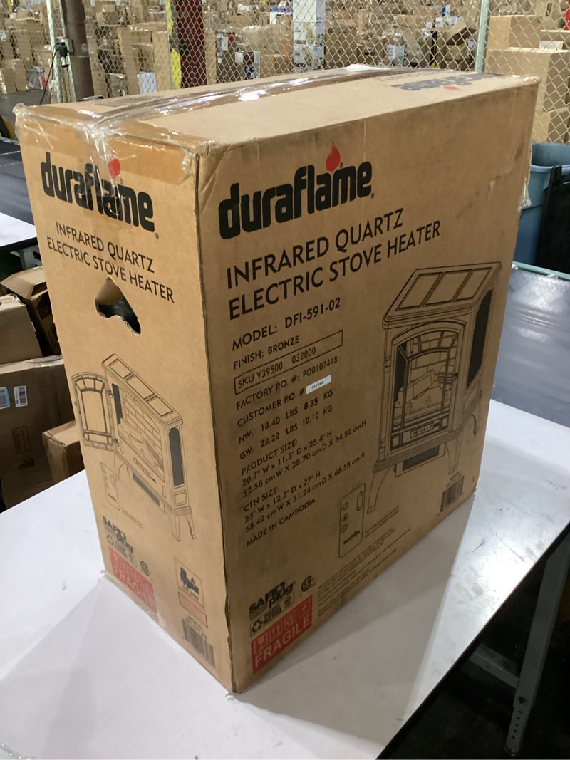 Condition photo showing New/Like New for **not tested*similair to stock photo** duraflame electric fireplace stove 1500 watt infrared heater with flickering flame effects - bronze