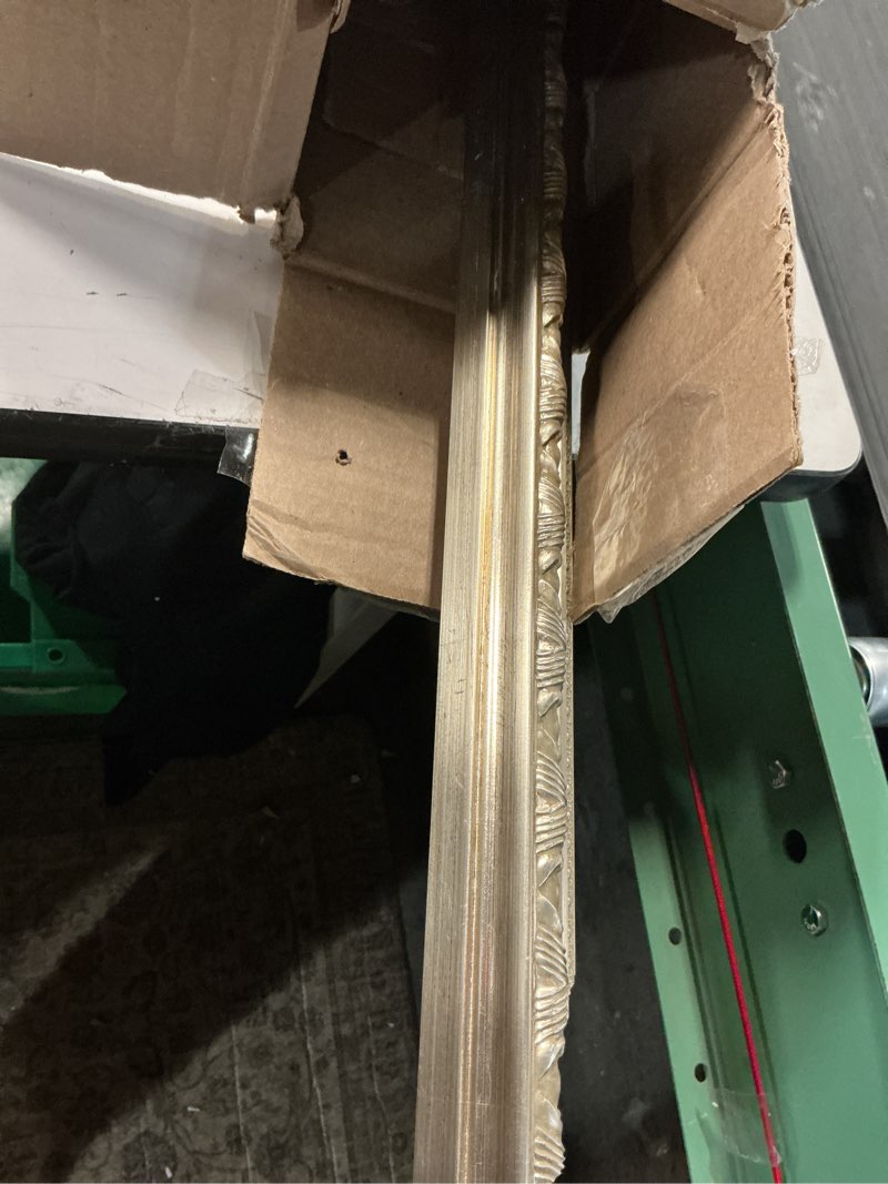 Condition photo showing As Is for Silver 24x36 Frame for Stretched Canvas Painting Board, 2.4” Wide Baroque Wood Ornate Picture Frame For Home Staircase Hallway Fireplace Decoration (Empty Frame, No Glass Cover&Backboard) 24x36" Silver