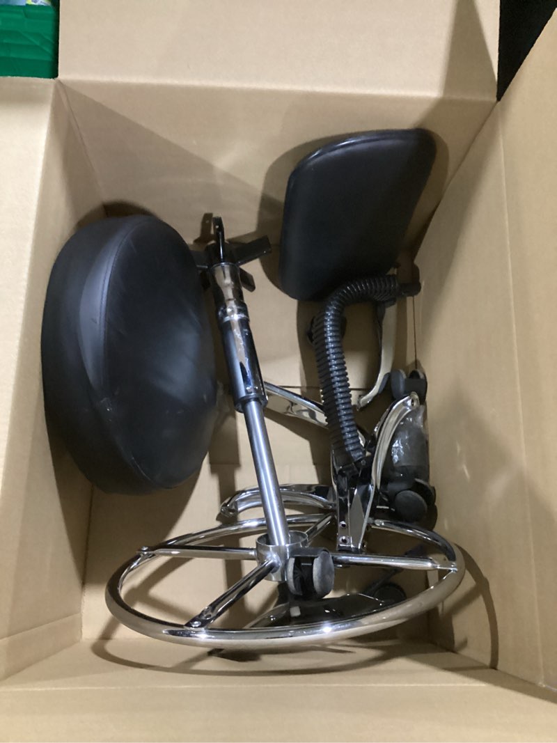 Condition photo showing As Is for SUPERJARE Drafting Chair with Back, Adjustable Foot Rest Rolling Stool, Multi-Purpose Office Desk Chair, Thick Seat Cushion for Home Bar Kitchen Shop - Black