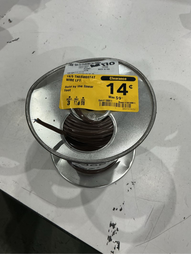 Condition photo showing As Is for southwire 250-ft 18 / 5 solid thermostat wire ( by-the-roll )