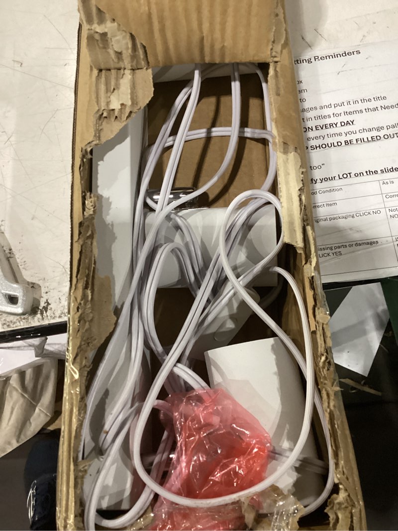Condition photo showing As Is for (not tested)5 light track lighting kit,white 5 way modern plug in ceiling spotlight,industrial led wall light for kitchen cabinet gallery bar hallway living room,rocker switch,15 foot cord(no bulb) 5 light-white