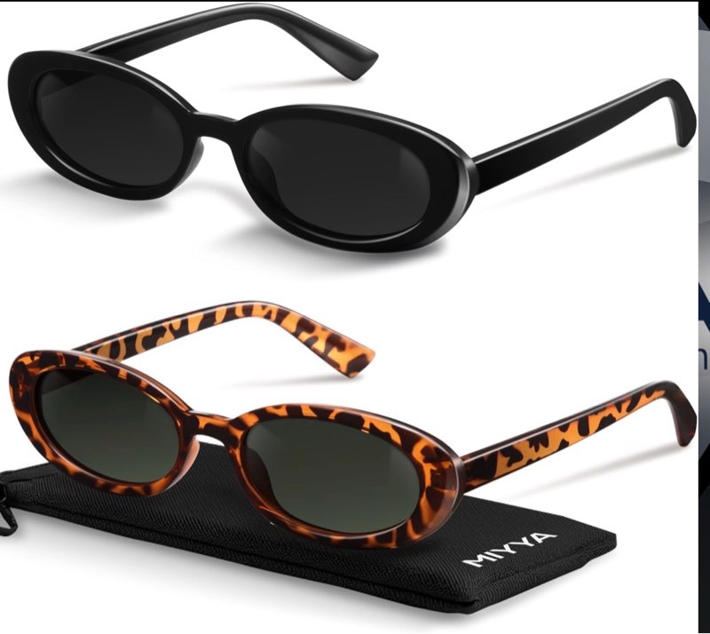 Miyya Oval Sunglasses for Women 90s Vintage Womens Tiny Small Oval Glasses Fashion Black Cat Eye Shades 4 pack