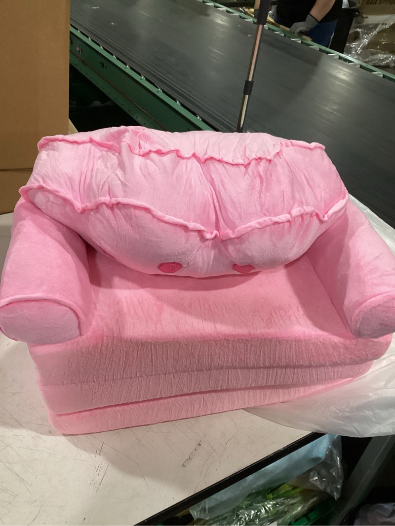 Condition photo showing Good Condition for moonbeeki kids couch fold out, foldable princess chair for toddlers 1-3, kids furniture for playroom, gift for birthday christmas and halloween?pink?