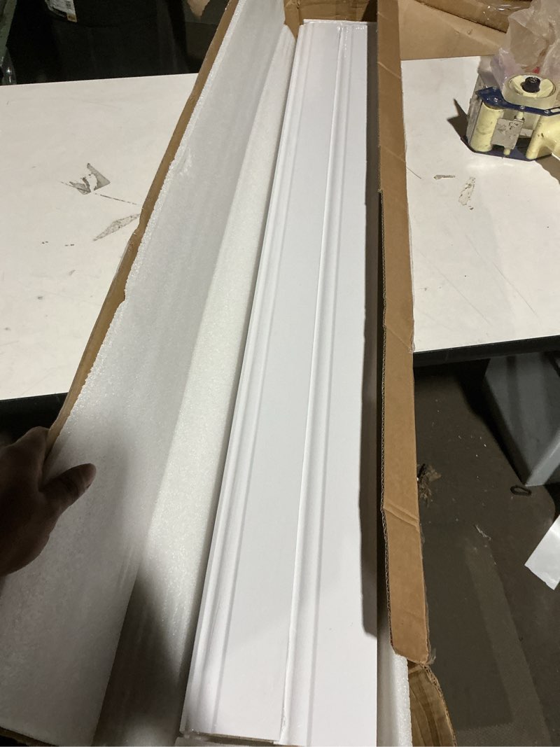 Condition photo showing As Is for Wall Baseboard Molding Trim,8-Pack of 48 x 3.27 Inch,Peel and Stick High Impact Finish Molding Panel Skirting Board for Home Decor,32 Feet (White 2) JF147-8P