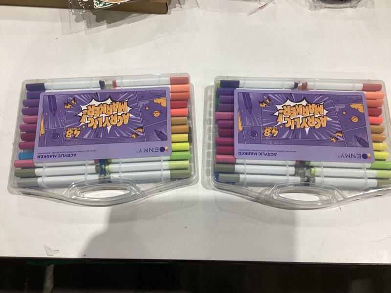 Condition photo showing New/Like New for 48 Acrylic Paint Pens, Acrylic Paint Markers, Premium Paint Marker Set for Paper, Wood, Canvas, Stone, Rock Painting, Glass, Ceramic Surfaces, Fine Tip Permanent Paint Markers for Kids and Adults 48 Colors Paint Markers