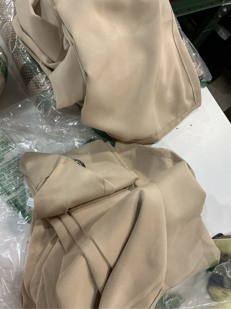 Condition photo showing As Is for miulee 100% blackout linen textured curtains for bedroom solid thermal insulated copper brown grommet room darkening curtains & drapes luxury decor for living room nursery 52 x 84 inch (2 panels) copper brown 52"w x 84"l (pack of 2)