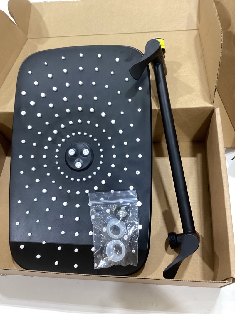 Condition photo showing Good Condition for veken 11.8" black rain shower head, rectangular rainfall showerheads with 11" stainless steel exension arm, height & angle decor adjustable, high pressure shower heads, bathroom accessories matte black 11.8 inch(rain shower head)