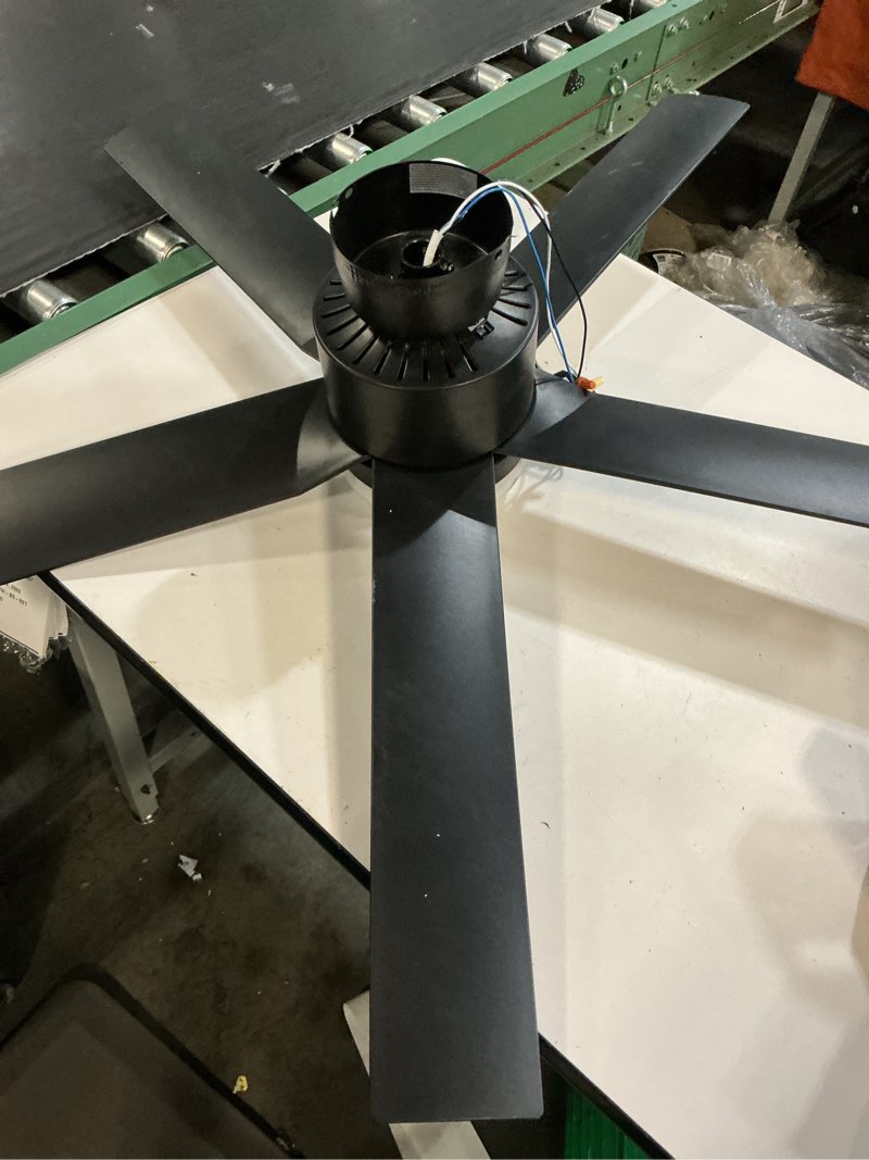Condition photo showing As Is for ( incomplete ) breezary contemporary low profile 52-in matte black with black plywood blades led flush mount