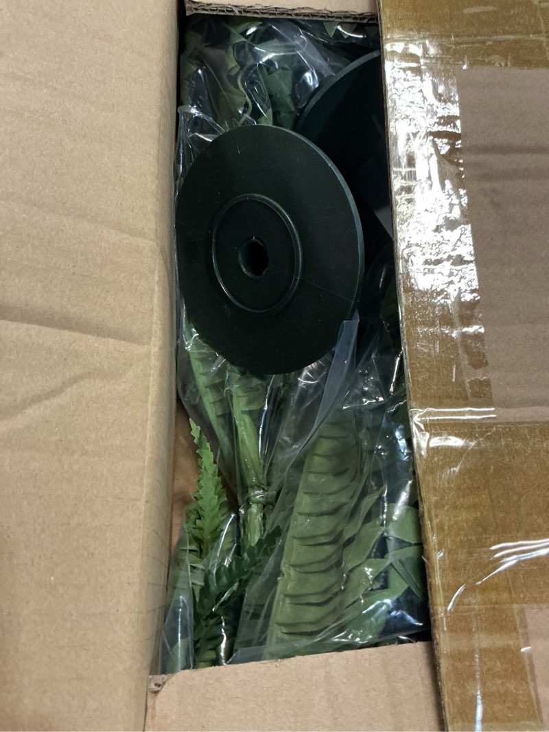 Condition photo showing New/Like New for fajunzh 2 pack fake artificial ferns with spike for outdoors look real, 38 branches large faux boston planter realistic uv resistant hanging artificial fake plants for porch patio 1 ferns 38 leaves 2 pack with spikes