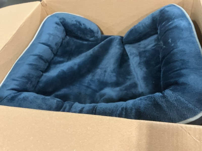 Condition photo showing Good Condition for Bedsure Orthopedic Dog Beds for Small Dogs - Washable Small Dog Cat Bed Waterproof, Comfort Pet Couch Sofa with Washable Removable Cover, Pets Bed with Nonskid Bottom, Blue Navy, 24" 24"L x 18"W x 6"Th Blue Navy
