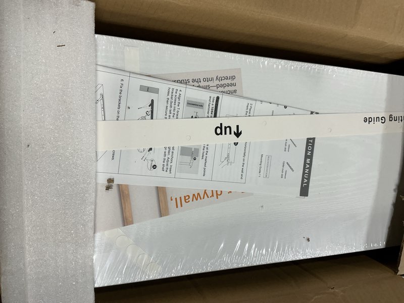Condition photo showing Good Condition for BAYKA White Floating Shelves for Wall, 36 inches Wall Mounted Rustic Wood Shelves for Bathroom, Bedroom, Living Room, for Book/Storage/Decor?Set of 3? C. White - Modern Minimalist Style 36inches