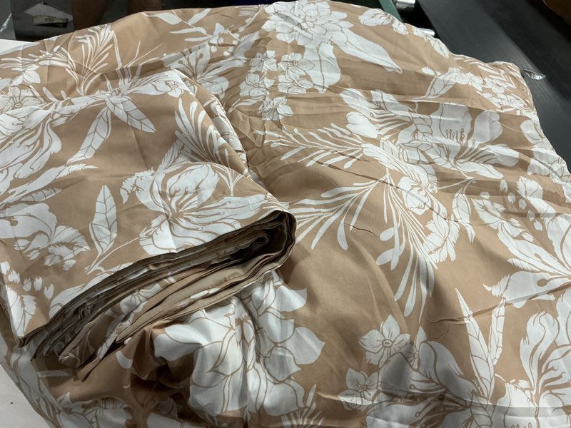 Condition photo showing As Is for joiedomi full size comforter set warm taupe, 3 pieces floral full bedding set with 1 soft reversible botanical flower comforter and 2 pillow shams, bed in a bag for all seasons 10 - warm taupe full