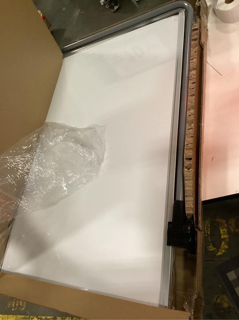 Condition photo showing New/Like New for kizzby double sided white board with stand - 36" x 24" portable magnetic flip easel whiteboard u-stand height adjustable & 360° rotation dry erase board for home office classroom silver 36" x 24"