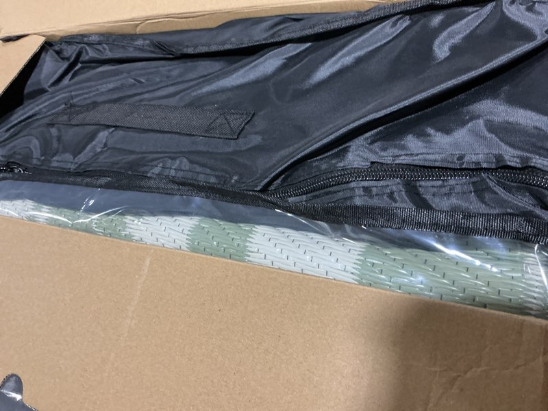 Condition photo showing New/Like New for garvee outdoor rug 9x12 waterproof for patios, reversible plastic straw rug, tropical leaf indoor outdoor rugs, large area rug for rv, camping, deck, picnic mat, outside carpet sage green & ivory coconut palm rectangular 9' x 12' (rectangular)