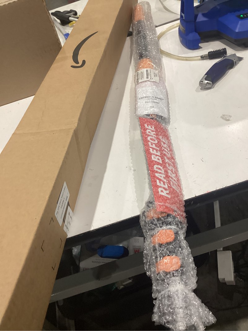 Condition photo showing As Is for boat hook for docking with telescoping extension pole // durable, floating, lightweight and sturdy telescoping boat hook pole // the ultimate boat pole for docking, push-pull and boating