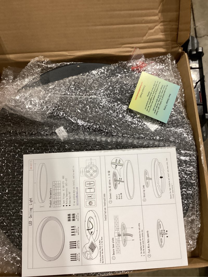 Condition photo showing Good Condition for hunhun 2 pack 16 inch dimmable led flush mount ceiling light 4800lm round light fixture 5 color temperature selectable super slim large flat ceiling lamp for living dining room black 2 pack black