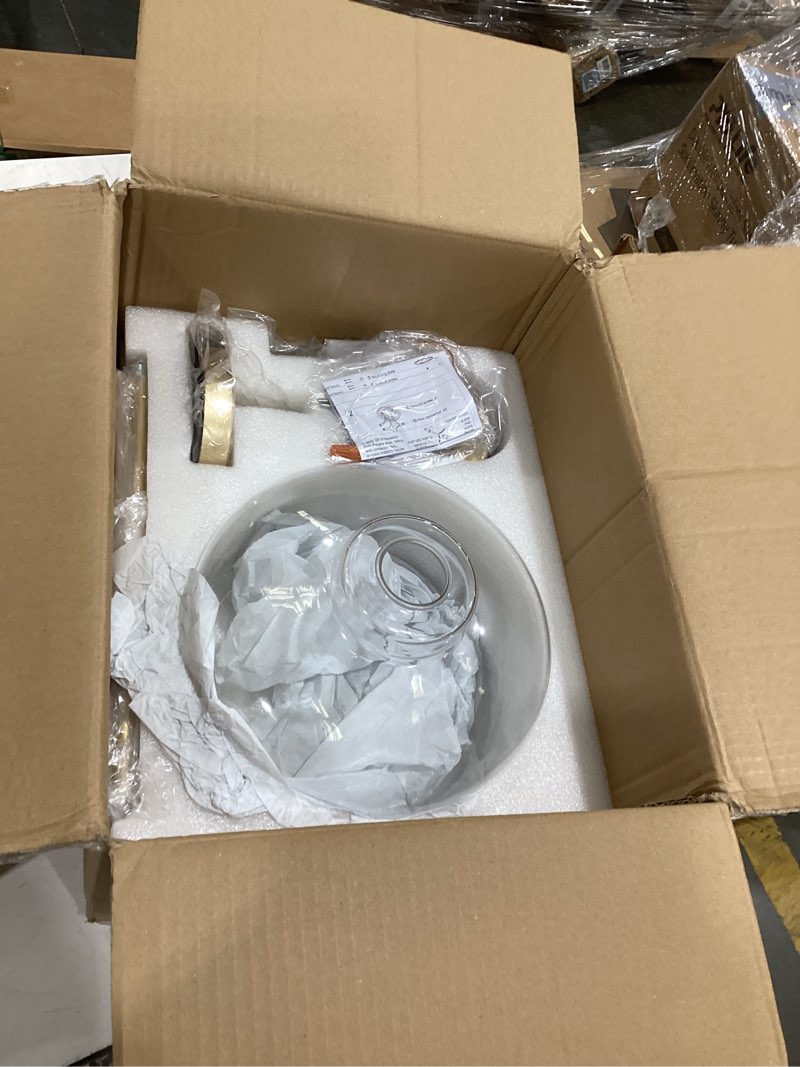 Condition photo showing Good Condition for emak modern gold pendant lights kitchen island, 10 inch large pendant light fixtures with clear glass shade for kitchen, dining room, entrance, pl126-gd-cg gold & clear glass 10 inch - 1 light(1 pcs)