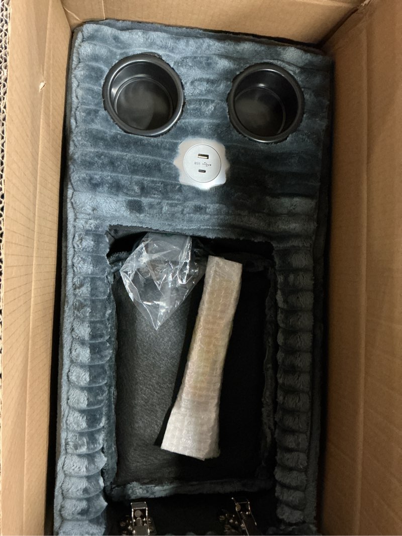 Condition photo showing As Is for (Incomplete)(missing box) LUCKHAO Oversized Corduroy Lounge Chaise, Upholstered Comfy Extra Deep Seat Sofa Couch w/Storage Armrest and Cupholders for Living Room