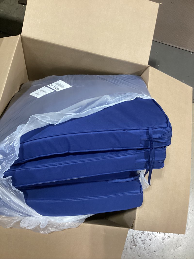 Condition photo showing Good Condition for summsun high back patio chair cushions set of 4, outdoor dining seat cushion with splash-proof removable covers, ties, non-slip bottom for garden lawn patio furniture, 44 x 20 inch, navy navy 4
