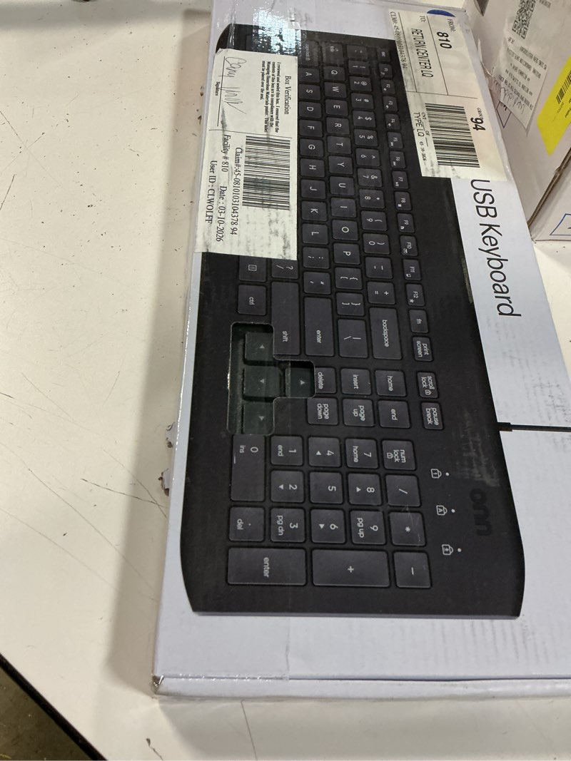Condition photo showing New/Like New for onn. usb computer keyboard with 104-keys  5 ft cable  windows and mac compatible  gray