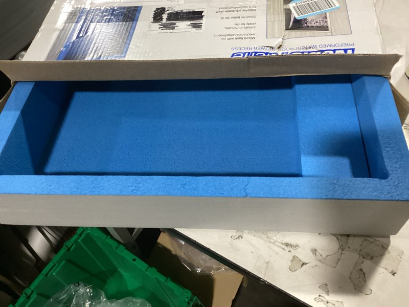 Condition photo showing As Is for noble 314 preformed 12" x 20" id shower niche, tub, caddy, modern bathroom storage solution, adjustable shelf, water-resistant, easy install ideal for toiletries shampoo shower accessories rectangular