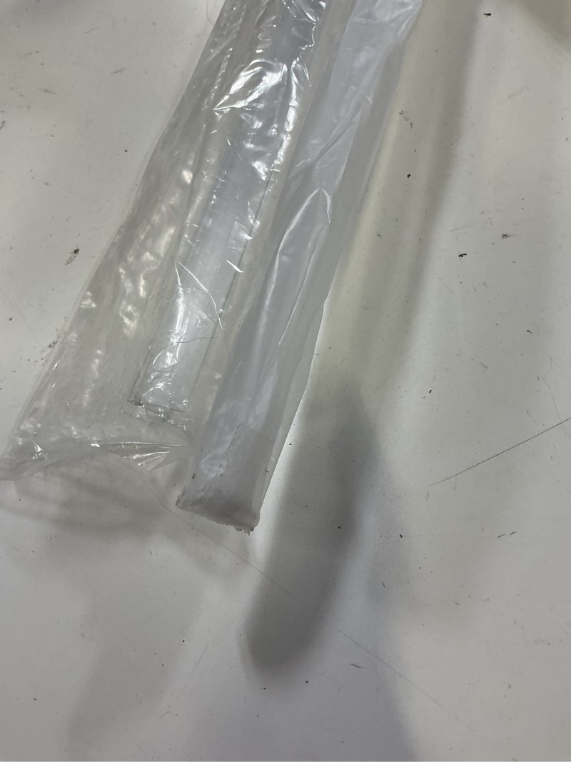 Condition photo showing New/Like New for prime-line m 6258 frameless shower door bottom seal for 3/8 in. thick glass doors – stop shower leaks and create a water barrier, 36 in., clear vinyl (single pack) clear 3/8 in. single flap