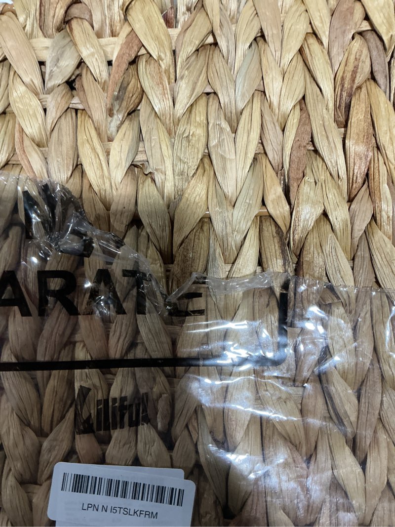 Liliful 34 Inch Christmas Tree Collar Woven Hyacinth Christmas Tree Skirt Rattan Rustic Farmhouse Xm