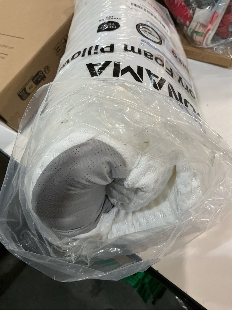 Condition photo showing Good Condition for DONAMA Cervical Pillow for Sleeping, Contour Memory Foam Pillow for Neck and Shoulder Support, Ergonomic Neck Pillow for Side Back Stomach Sleepers, Bed Pillows with Cooling Pillowcase Grey Queen Size (24.4"Lx14.6"Wx4.7"H )