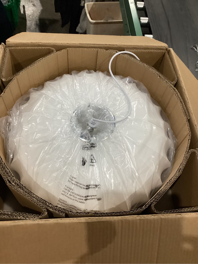 Condition photo showing Good Condition for 20 inch lantern pendant light, white imitation silk lampshade, bubble pendant light fixture ceiling hanging lamp chandelier for living dinning room kitchen island bedroom restaurant cafe white 20in