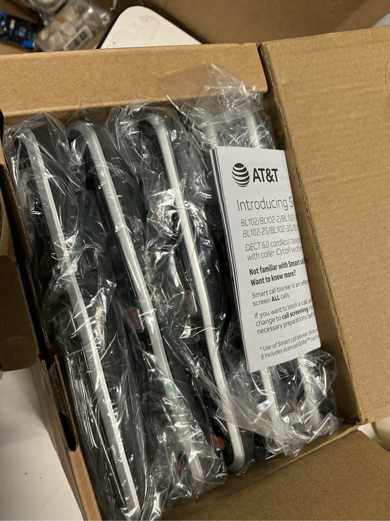 Condition photo showing Good Condition for AT&T BL102-5 DECT 6.0 5-Handset Cordless Phone for Home with Answering Machine, Call Blocking, Caller ID Announcer, Audio Assist, Intercom, and Unsurpassed Range, Silver/Black 5 Handset Phone