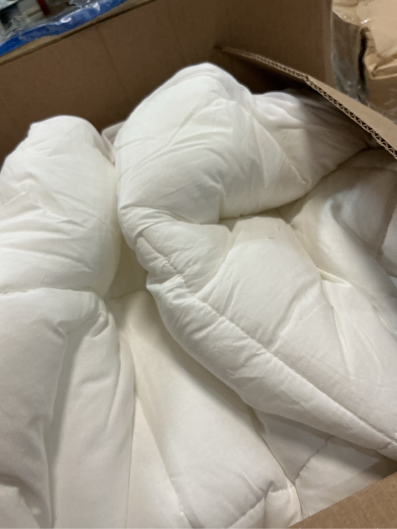 Condition photo showing As Is for cloud-like full size mattress topper - 100% cotton top mattress pad for back pain relief - breathable & naturally cooling for hot sleepers, white white full