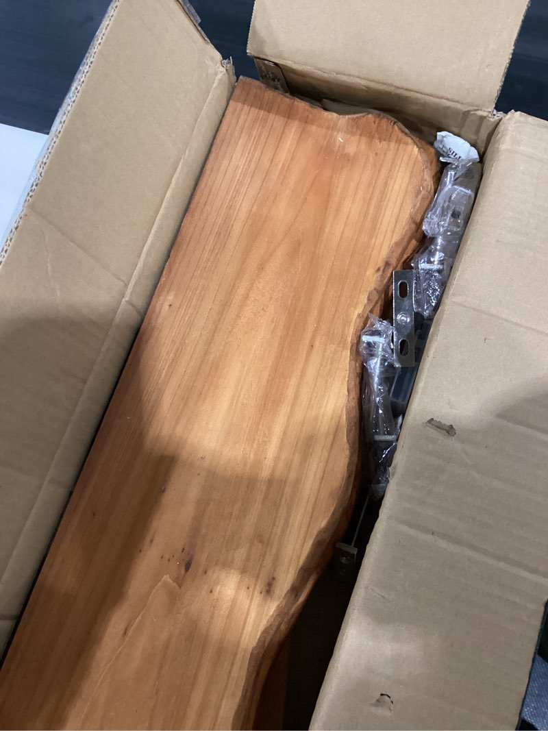 Condition photo showing As Is for pinkunn 4 pcs floating shelves for wall wooden live edge shelf wall-mounted natural solid wood bedroom kitchen storage living room nursery decor(4 pcs,23.62/15.75/7.8 inch) 4 23.62/15.75/7.8 inch