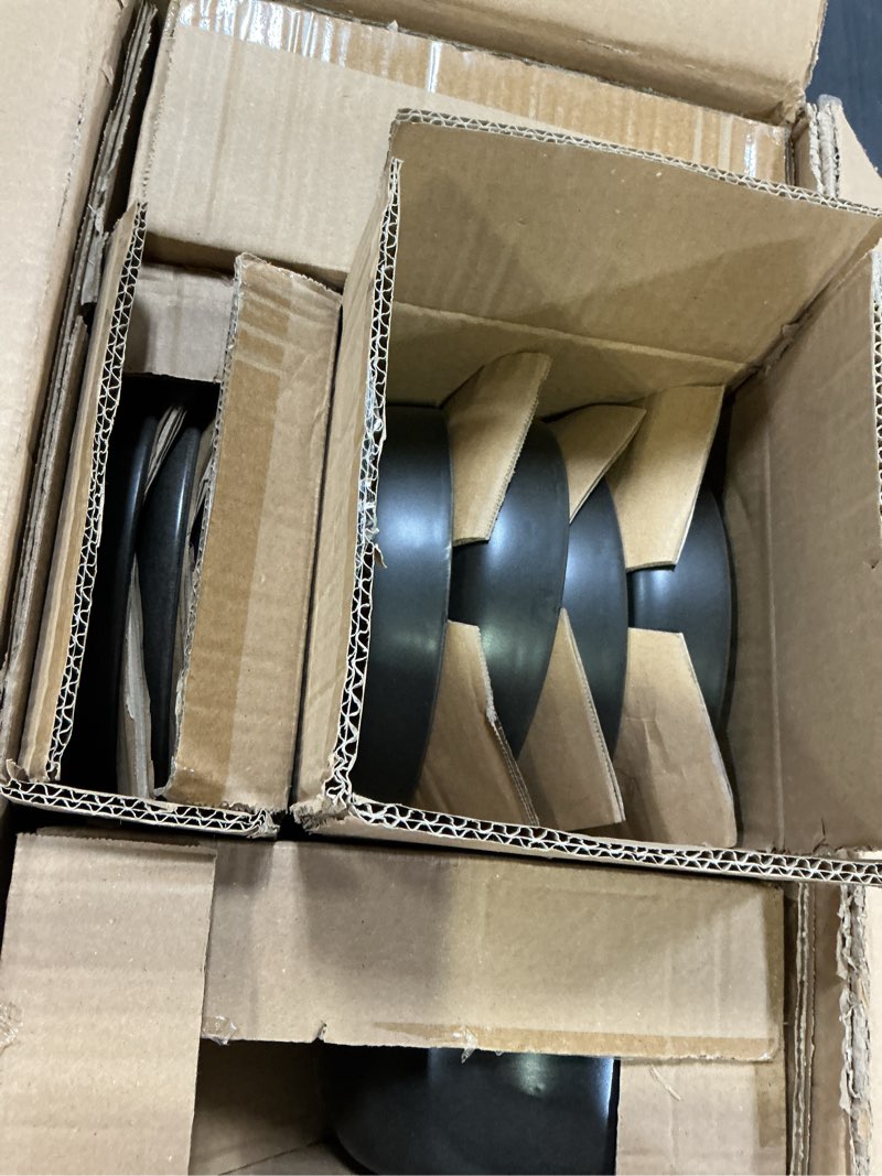 Condition photo showing Good Condition for gibson elite pasco 16 piece (service for 4) plates and bowls double bowl reactive glaze dishes stoneware ceramic dinnerware set - black service for 4 (16pcs) black (pasco)