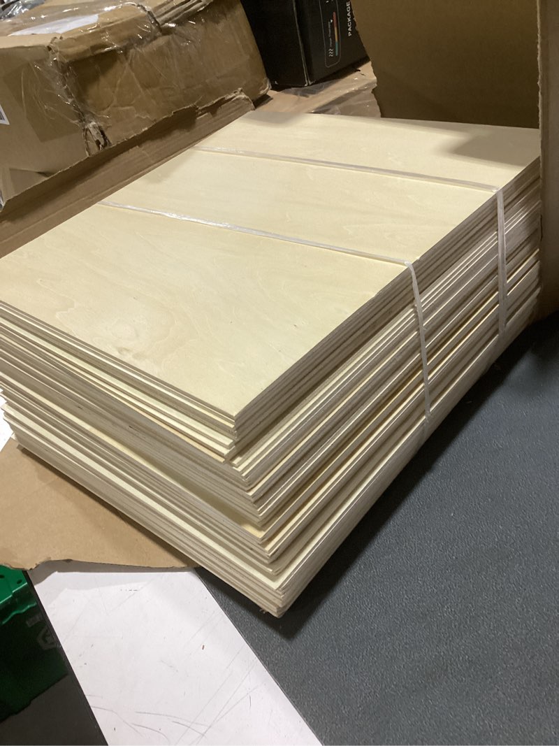 Condition photo showing New/Like New for 50 pack basswood sheets for crafts,12"x12"x1/8" 3mm thick plywood sheets with smooth surfaces-unfinished squares wood boards for laser cutting, wood burning, architectural models, staining