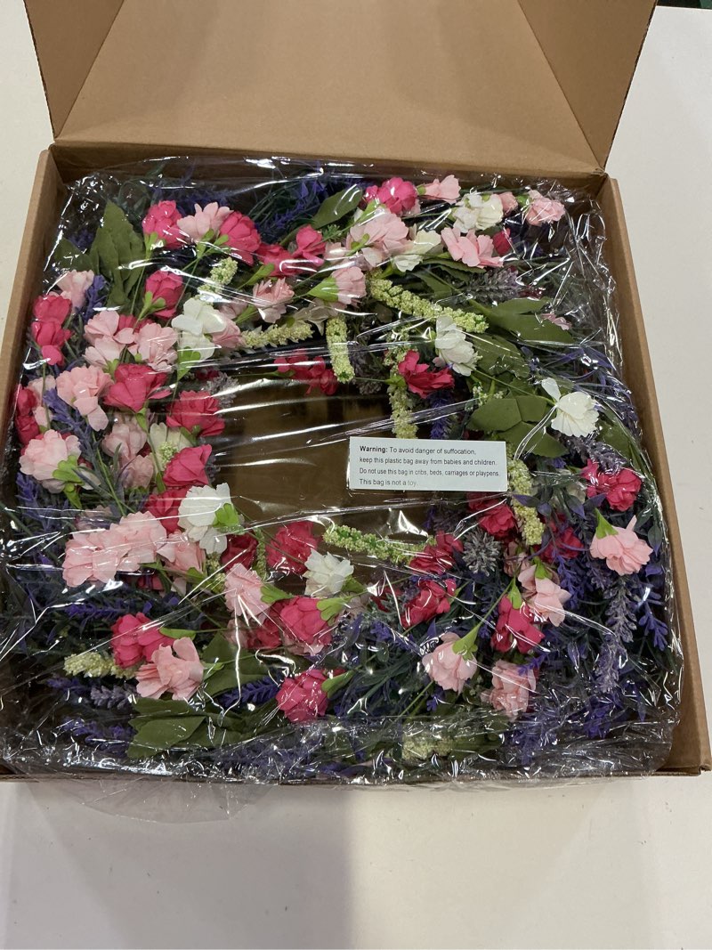 Condition photo showing New/Like New for 26 inch lavender eucalyptus wreaths for front door, spring summer wreath,large eucalyptus outdoor wreath with greenery leaves for porch,wall,holiday,home decor- spring, summer, fall, all seasons