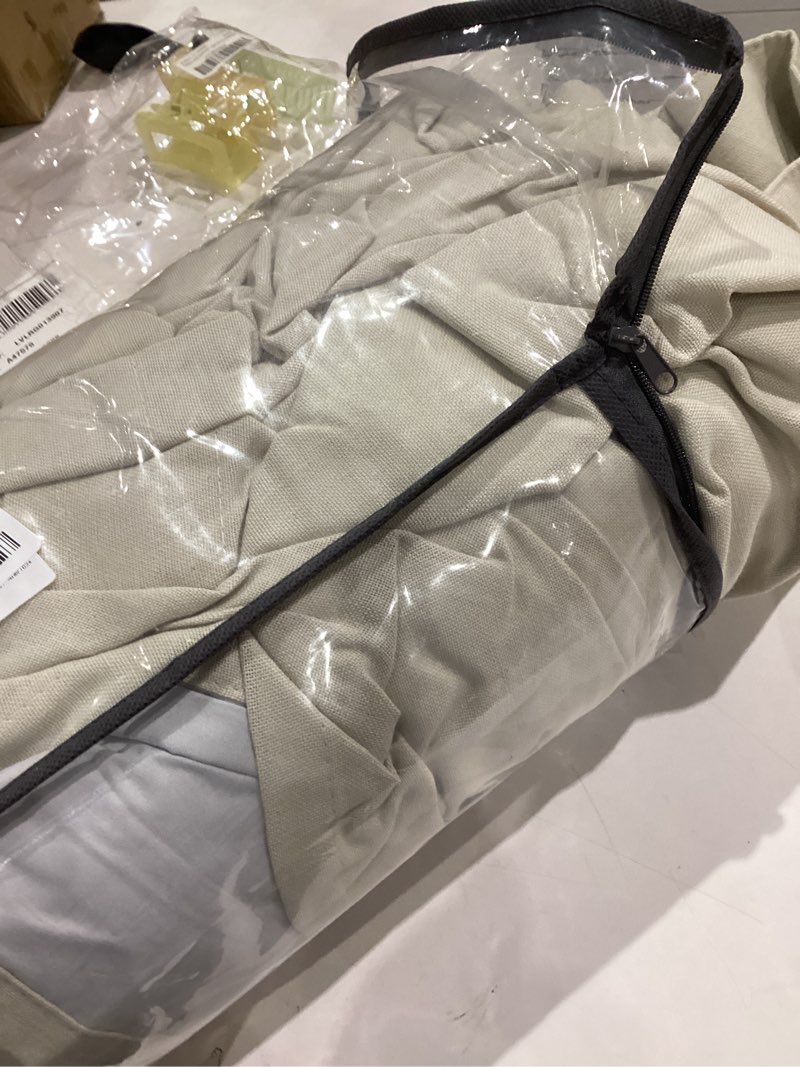 Condition photo showing Good Condition for Light Beige Pinch Pleated 100% Blackout Linen Bedroom Curtains 96 Inch Length Double Layer Pleat Curtains Ring Hooks Back Tab Black Out Room Darkening Drapes 96 Inches Long Living Room Oatmeal Oatmeal 40"W x 96"L (Pack of 2)