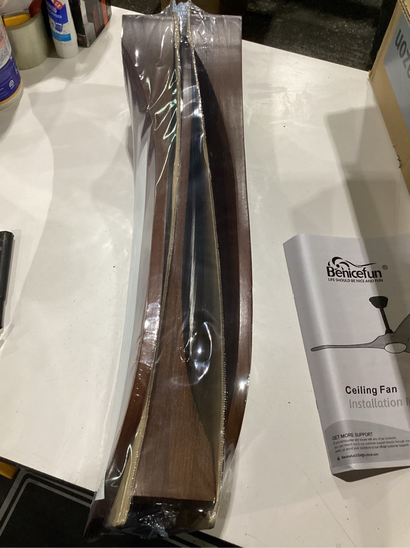 Condition photo showing New/Like New for 52 inch solid wood ceiling fans with lights 3cct dimmable outdoor ceiling fan with light and remote modern 3 blades propeller ceiling fans dc motor for patios indoor bedroom, dark walnut dark walnut 52 inch