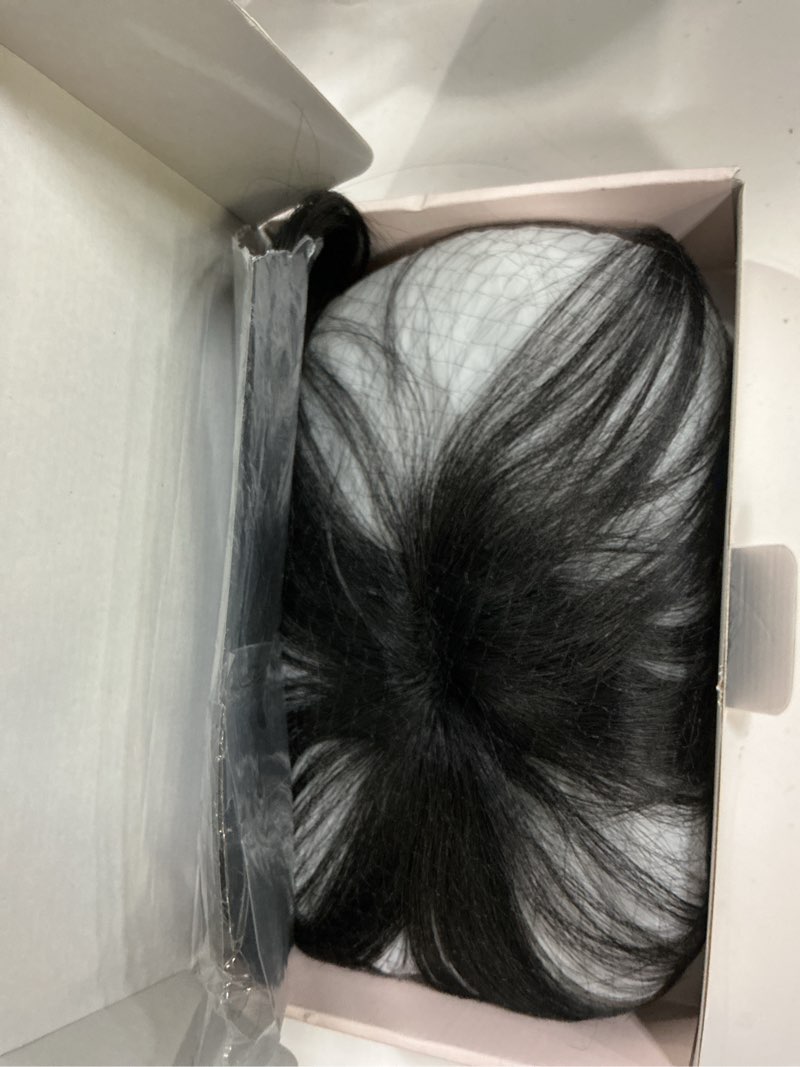 Condition photo showing Good Condition for benehair side bangs clip in bangs 100% real human hair curtain bangs 10 inch dark black remy french bang soft thick hair 15g with invisible clips for women #1 10 inch side bangs-dark black #1