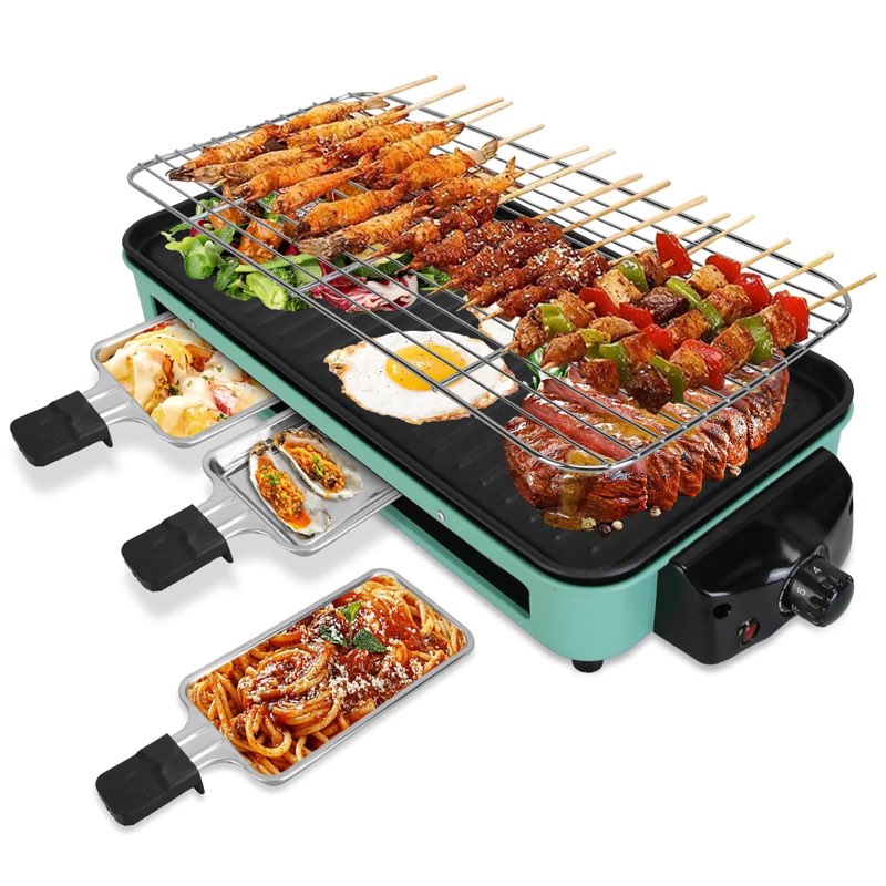 kocaso 2-in-1 indoor electric grill, 2000w electric indoor grill & raclette, 5 temp control 176°f-39