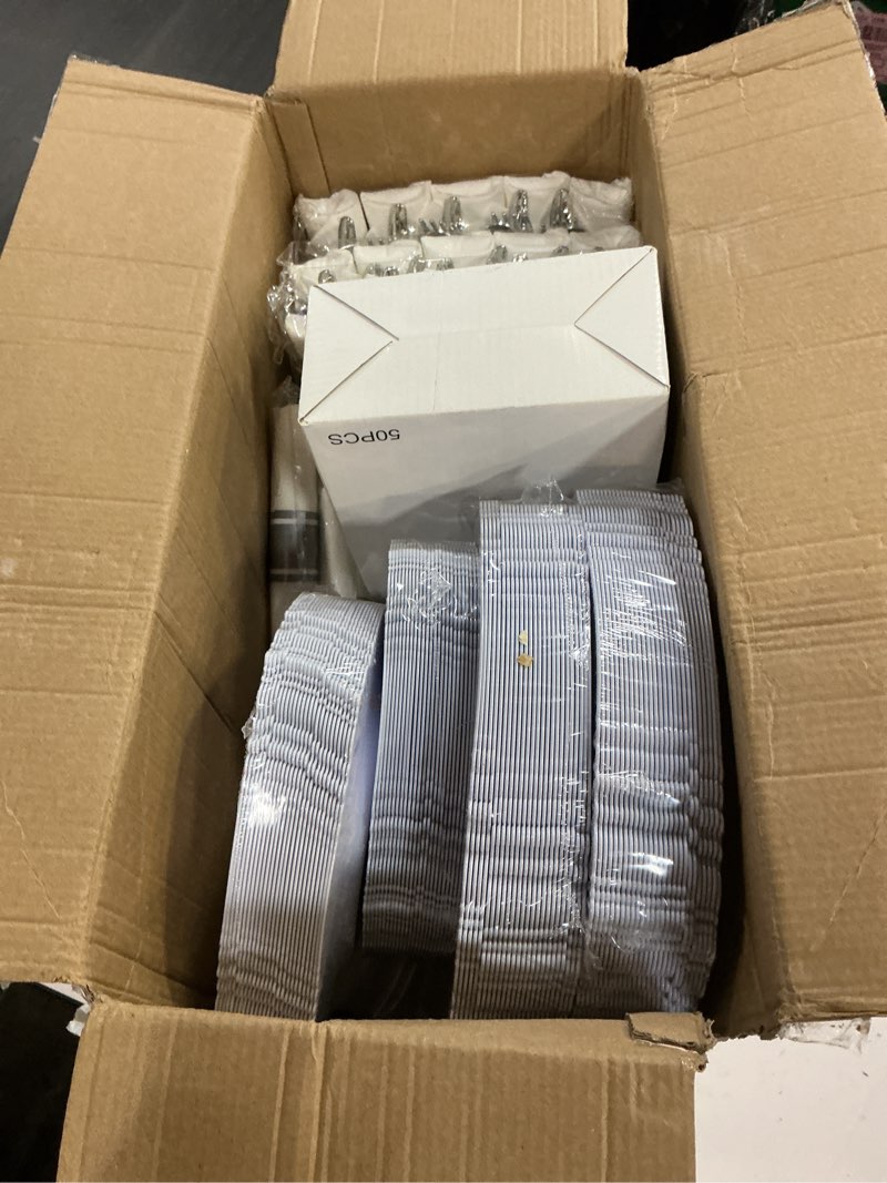 Condition photo showing New/Like New for nervure 350pcs silver plastic plates - silver plastic dinnerware sets for 50 guests - 100 disposable plates, 150 silverware, 50 cups, 50 napkins for wedding & party white and silver 50