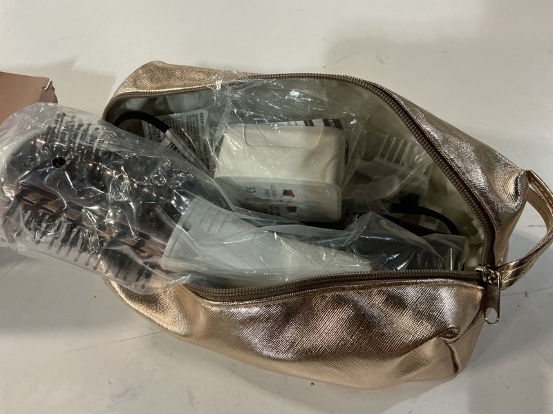 Condition photo showing Good Condition for travel blow dryer brush in one, dual voltage 110v-240v mini hot air brush, hair trends nano titanium 2 inch one step hair dryer and styler volumizer oval shape 50 mm white & rose gold