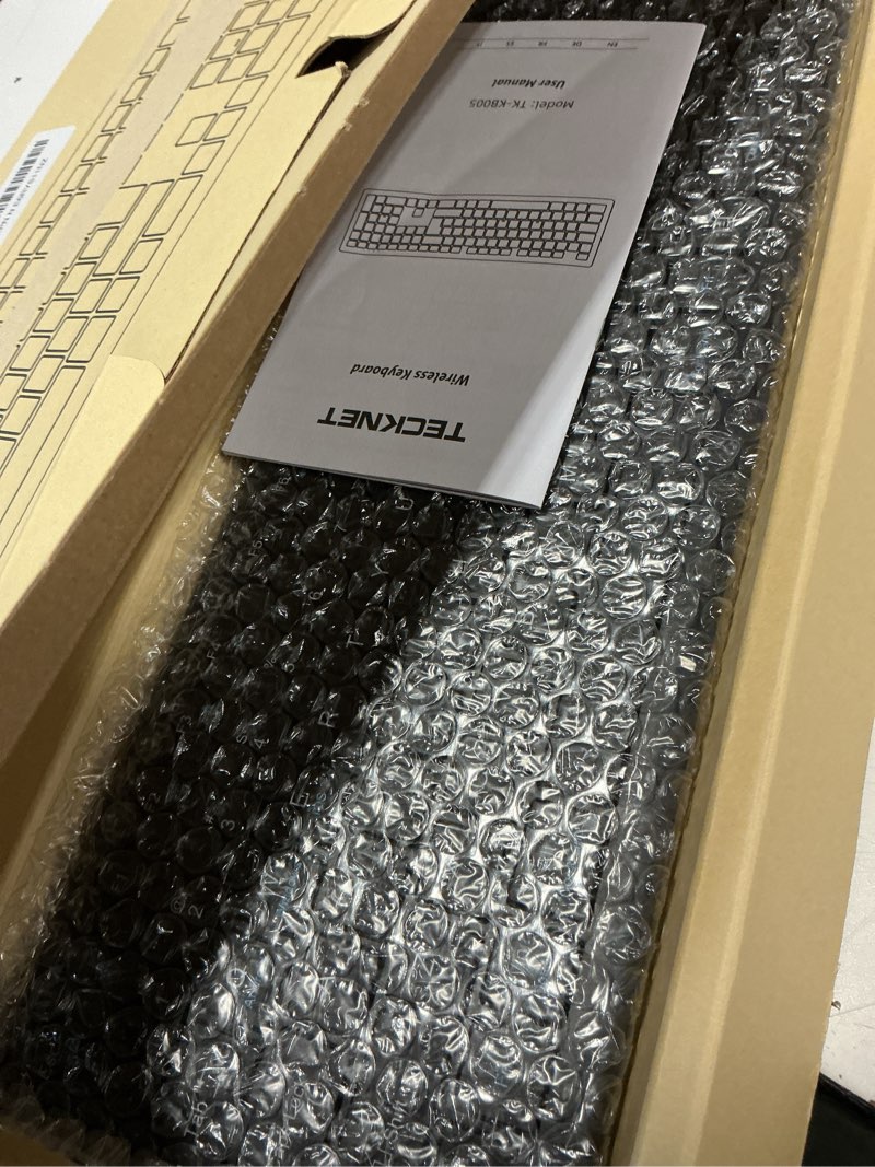 Condition photo showing Good Condition for tecknet bluetooth keyboard rechargeable, 4-device free switching (2.4g+bt), ultra-slim full size wireless keyboard, quiet typing, for pc/laptop/smart tv/phone, adjustable stand, 12 multimedia keys black