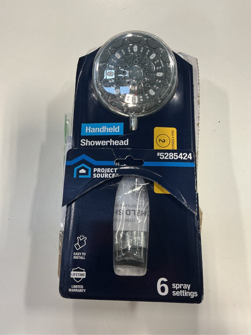 Condition photo showing As Is for Project Source 6 -Spray Chrome 3.5-in Round Handheld Shower Head 1.8