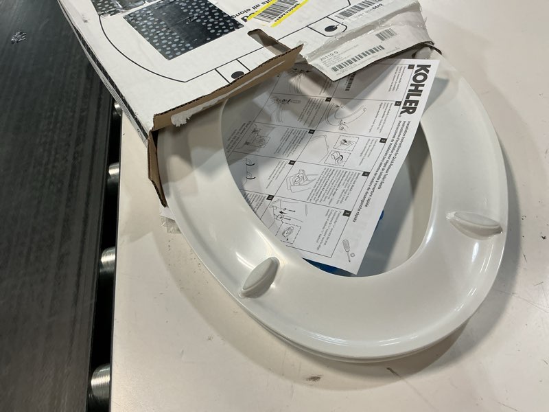 Condition photo showing Good Condition for kohler 20110-0 brevia, slow close toilet seat, elongated toilet seat, grip-tight bumpers quick-attach hardware, white white elongated quiet-close