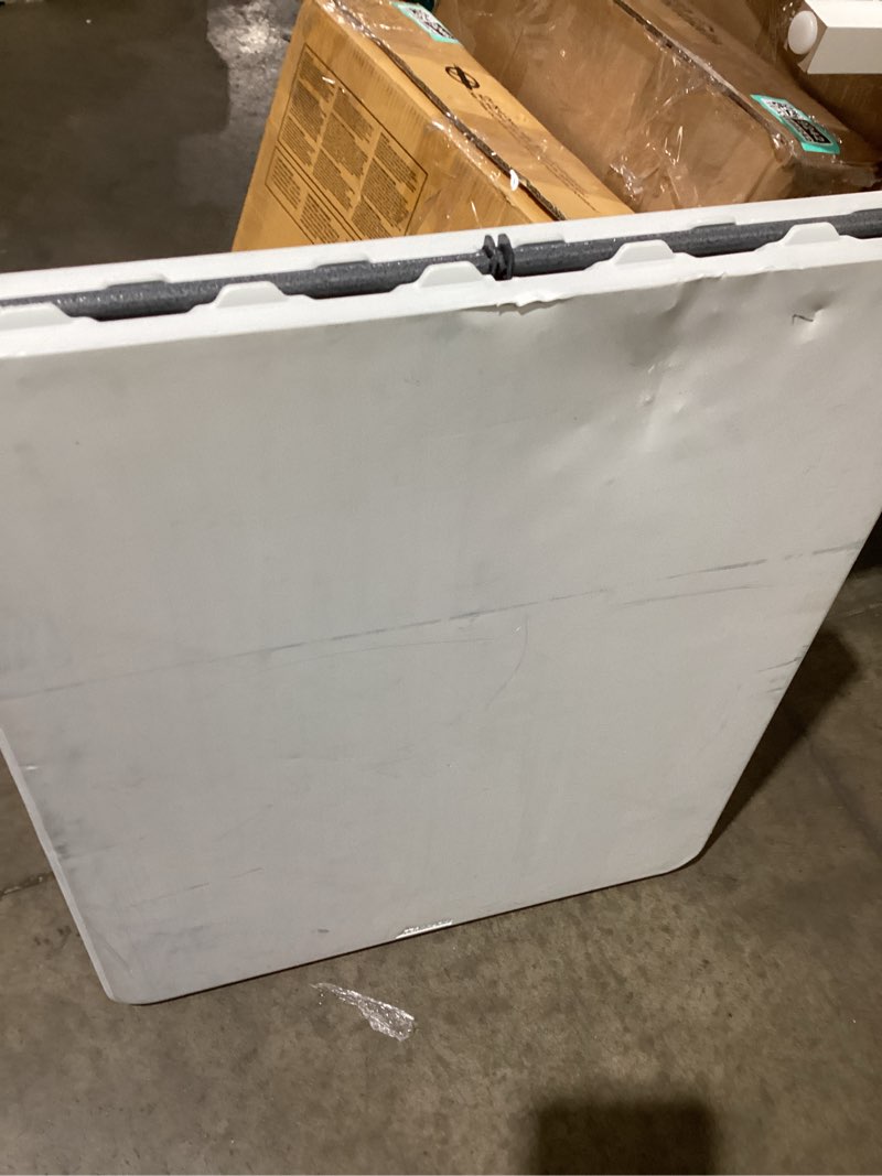 Condition photo showing As Is for centerfold 6-foot folding table, gray