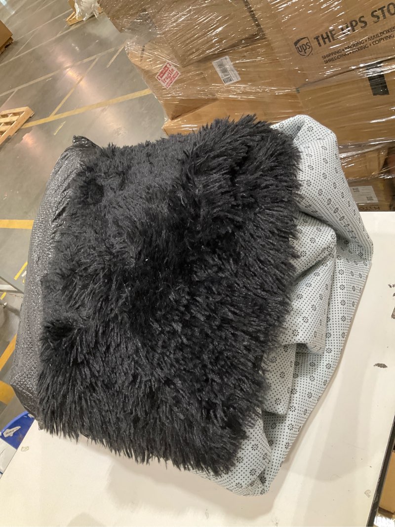 Condition photo showing Good Condition for black rug for bedroom, soft shaggy modern shag 4x6 area rugs for living room, upgrade non-slip plush fluffy carpet for kids boys girls room dorm home decor aesthetic 4' x 6' (rectangular) black