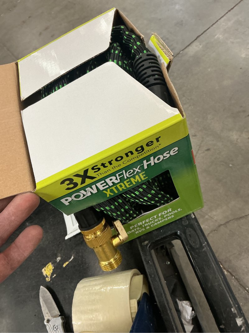 Condition photo showing As Is for flex-able hose flex-able xtreme hose 50ft - kink free, expandable, heavy duty, green garden hose