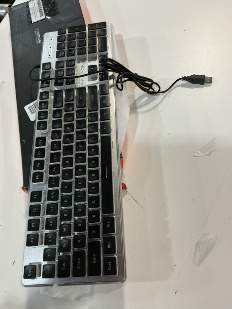Condition photo showing Good Condition for EWEADN GX710S Backlit Computer Keyboards, Wired USB Keyboard with White Backlit, Metal Panel, Plug and Play, Pudding Keycaps Full Size Quite Computer Keyboard for Win/PC/Laptop-Black Black&White